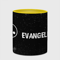 Кружка 3D Evangelion glitch на темном фоне: надпись и символ, цвет: 3D-белый + желтый — фото 2