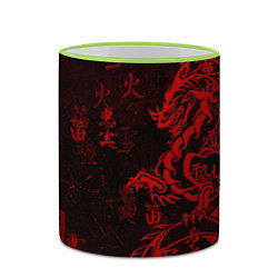 Кружка 3D Красный дракон - иероглифы, цвет: 3D-светло-зеленый кант — фото 2