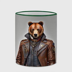 Кружка 3D Cool bear - steampunk - neural network, цвет: 3D-зеленый кант — фото 2