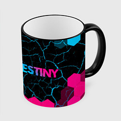 Кружка 3D Destiny - neon gradient: надпись и символ, цвет: 3D-черный кант