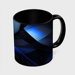 Кружка 3D Черная и голубая текстура, цвет: 3D-белый + черный