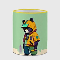 Кружка 3D Прикольный мишутка - городской стиль, цвет: 3D-желтый кант — фото 2