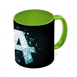 Кружка 3D Asking Alexandria emblem, цвет: 3D-белый + светло-зеленый