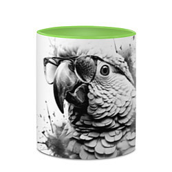 Кружка 3D Попугай ара в старинных очках, цвет: 3D-белый + светло-зеленый — фото 2