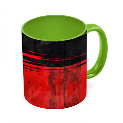 Кружка 3D Black red texture, цвет: 3D-белый + светло-зеленый