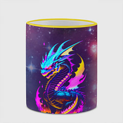 Кружка 3D Space dragon - neon glow - neural network, цвет: 3D-желтый кант — фото 2