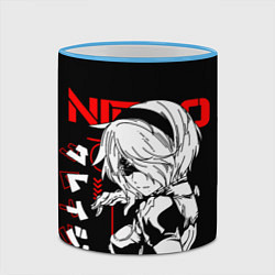 Кружка 3D Nier automata - черный и красный, цвет: 3D-небесно-голубой кант — фото 2