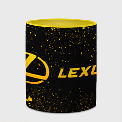Кружка 3D Lexus - gold gradient: надпись и символ, цвет: 3D-белый + желтый — фото 2