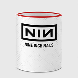 Кружка 3D Nine Inch Nails glitch на светлом фоне, цвет: 3D-красный кант — фото 2