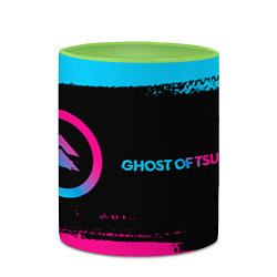 Кружка 3D Ghost of Tsushima - neon gradient: надпись и симво, цвет: 3D-белый + светло-зеленый — фото 2