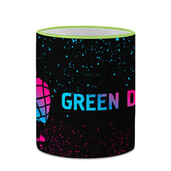 Кружка 3D Green Day - neon gradient: надпись и символ, цвет: 3D-светло-зеленый кант — фото 2