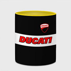 Кружка 3D Ducati motors - черный, цвет: 3D-белый + желтый — фото 2