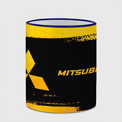 Кружка 3D Mitsubishi - gold gradient: надпись и символ, цвет: 3D-синий кант — фото 2