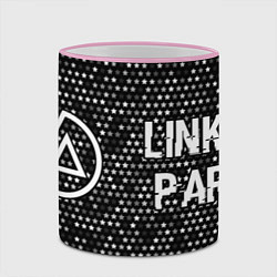 Кружка 3D Linkin Park glitch на темном фоне: надпись и симво, цвет: 3D-розовый кант — фото 2