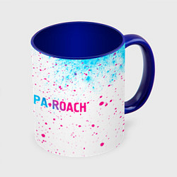 Кружка 3D Papa Roach neon gradient style: надпись и символ, цвет: 3D-белый + синий