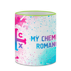 Кружка 3D My Chemical Romance neon gradient style: надпись и, цвет: 3D-светло-зеленый кант — фото 2
