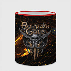 Кружка 3D Baldurs Gate 3 logo gold and black, цвет: 3D-красный кант — фото 2