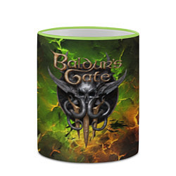 Кружка 3D Baldurs Gate 3 logo dark green fire, цвет: 3D-светло-зеленый кант — фото 2