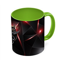 Кружка 3D Baldurs Gate 3 logo black red, цвет: 3D-белый + светло-зеленый