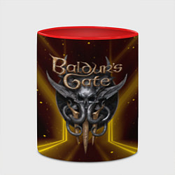Кружка 3D Baldurs Gate 3 logo black gold, цвет: 3D-белый + красный — фото 2