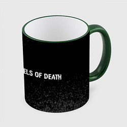 Кружка 3D Angels of Death glitch на темном фоне: надпись и с, цвет: 3D-зеленый кант