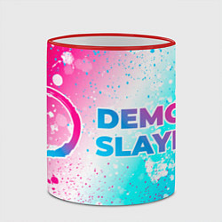 Кружка 3D Demon Slayer neon gradient style: надпись и символ, цвет: 3D-красный кант — фото 2