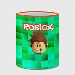 Кружка 3D Roblox head на пиксельном фоне, цвет: 3D-оранжевый кант — фото 2