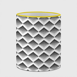 Кружка 3D Ромбы из черных треугольников, цвет: 3D-желтый кант — фото 2
