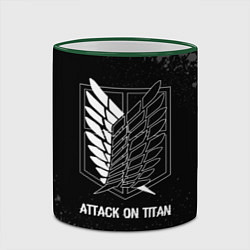Кружка 3D Attack on Titan glitch на темном фоне, цвет: 3D-зеленый кант — фото 2