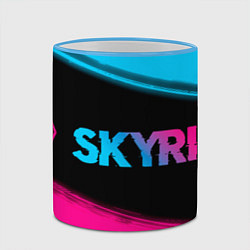 Кружка 3D Skyrim - neon gradient: надпись и символ, цвет: 3D-небесно-голубой кант — фото 2