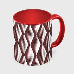 Кружка 3D Ромбы цвета кофе, цвет: 3D-белый + красный