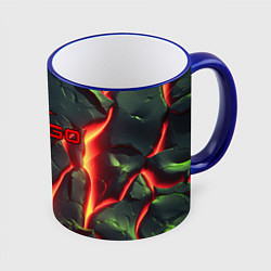 Кружка 3D CSGO красные плиты с лавой, цвет: 3D-синий кант
