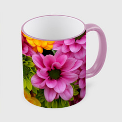 Кружка 3D Паттерн цветочный, цвет: 3D-розовый кант
