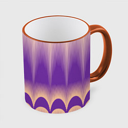 Кружка 3D Фиолетовый градиент в полоску, цвет: 3D-оранжевый кант