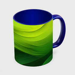 Кружка 3D Зеленая абстракция, цвет: 3D-белый + синий