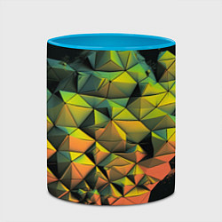 Кружка 3D Зеленая кубическая абстракция, цвет: 3D-белый + небесно-голубой — фото 2