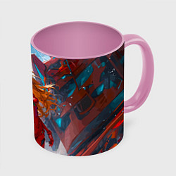 Кружка 3D Аска Еванеглион, цвет: 3D-белый + розовый