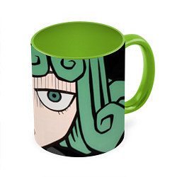 Кружка 3D One Punch Man Tatsumaki, цвет: 3D-белый + светло-зеленый