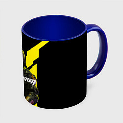 Кружка 3D Кибер самурай ghostrunner 2, цвет: 3D-белый + синий