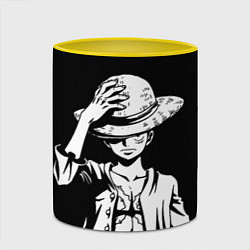 Кружка 3D Ван пис - Луффи снимает шляпу, цвет: 3D-белый + желтый — фото 2