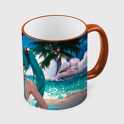 Кружка 3D Хацуне Мику, цвет: 3D-оранжевый кант