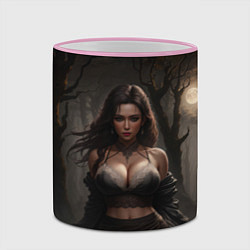 Кружка 3D Девушка в ночном лесу, цвет: 3D-розовый кант — фото 2