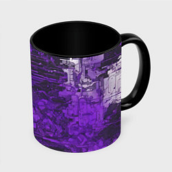 Кружка 3D Киберпанк заражение фиолетовое, цвет: 3D-белый + черный