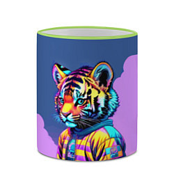 Кружка 3D Cool tiger cub - pop art, цвет: 3D-светло-зеленый кант — фото 2