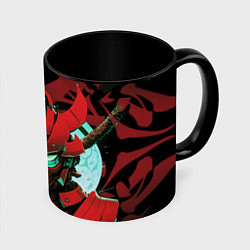 Кружка 3D Красный робот самурай, цвет: 3D-белый + черный