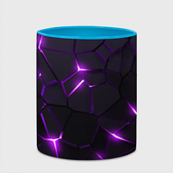 Кружка 3D Неоновые плиты с фиолетовым свечением, цвет: 3D-белый + небесно-голубой — фото 2