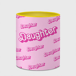 Кружка 3D Дочь в стиле барби - розовый паттерн, цвет: 3D-белый + желтый — фото 2
