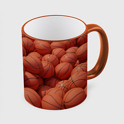 Кружка 3D Узор с баскетбольными мячами, цвет: 3D-оранжевый кант