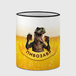 Кружка 3D Динозавр пивозавр на фоне пива, цвет: 3D-черный кант — фото 2