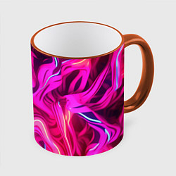 Кружка 3D Pink neon abstract, цвет: 3D-оранжевый кант